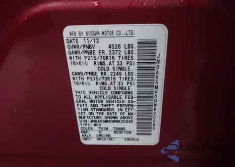 2013 Nissan Rogue S z USA, uszkodzony, nr VIN JN8AS5MV0DW620095